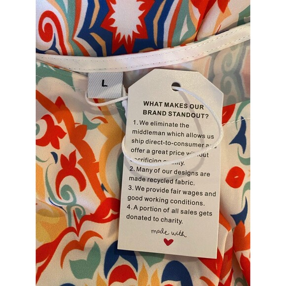 Dress Womans Size Large Bright Boho Hippie 70’s NWT  Silky Feel Woodstock Retro - Picture 7 of 10